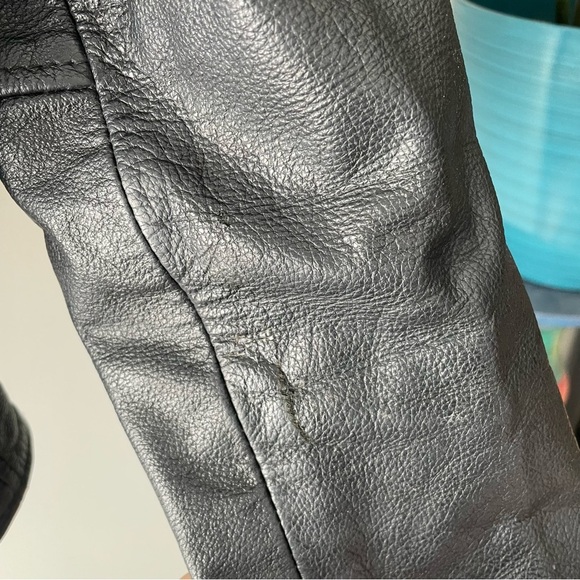 Vintage FMC Genuine 100% Leather Biker Moto Jacket 90s Black Womens Small - Picture 2 of 16